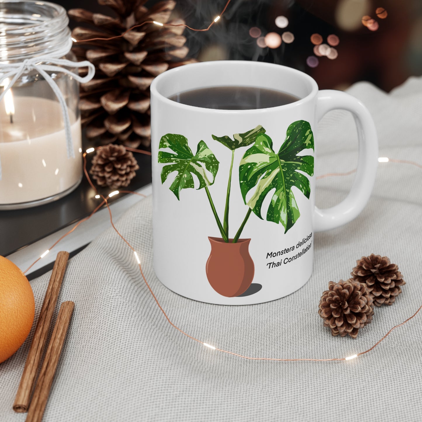 Monstera Deliciosa "Thai Constellation" Plant Lover Mug - White