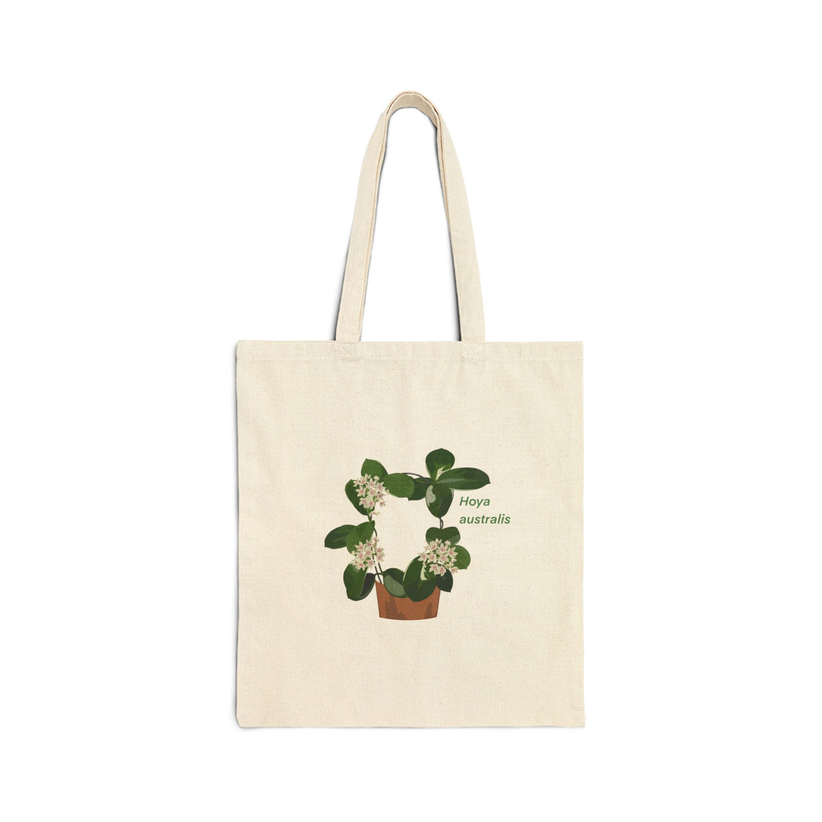 Blooming Hoya Australis Canvas Tote Bag | Potted Houseplant Illustration, Plant Lover Tote