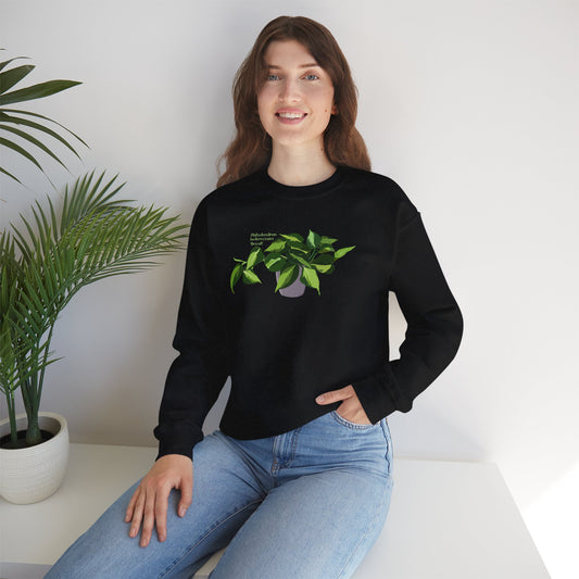 Philodendron Brasil Plant Lover Crewneck Sweatshirt - Black