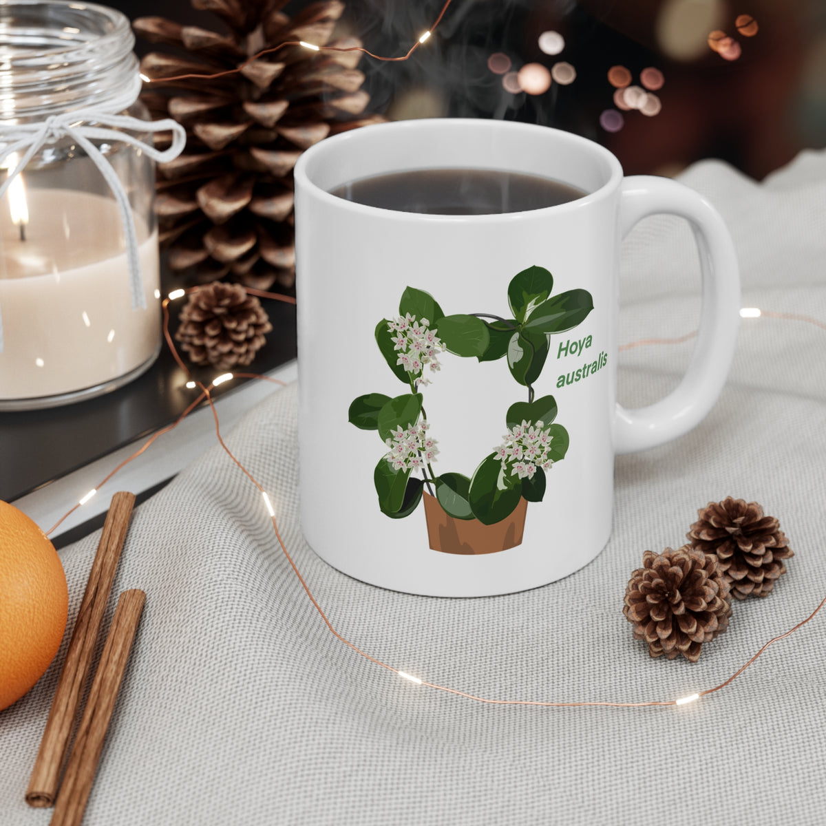 Blooming Hoya Australis Plant Lover Mug - White
