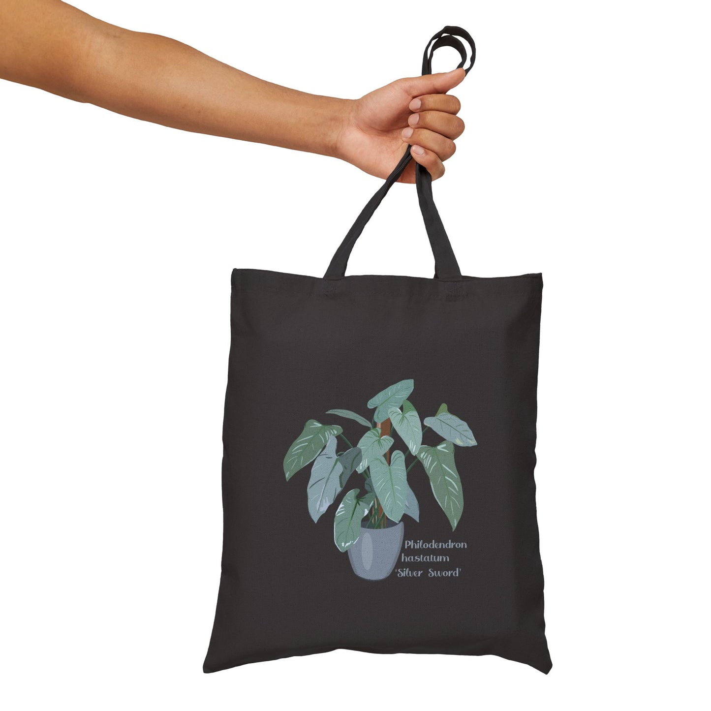 Philodendron Hastatum "Silver Sword" Canvas Tote Bag - Black