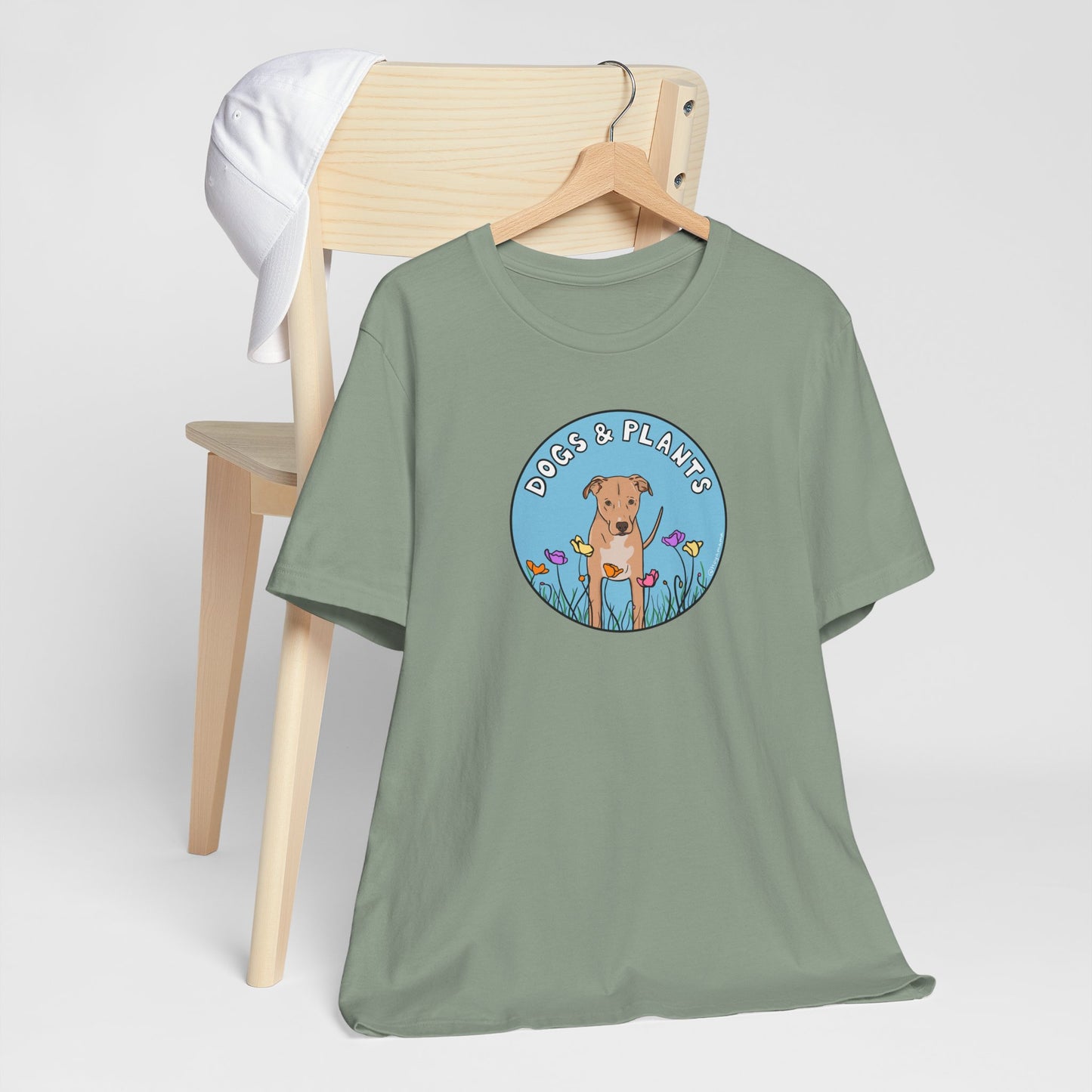 Dogs & Plants T-Shirt for Rescue Dog & Plant Lovers - White, Natural, Black, Sage