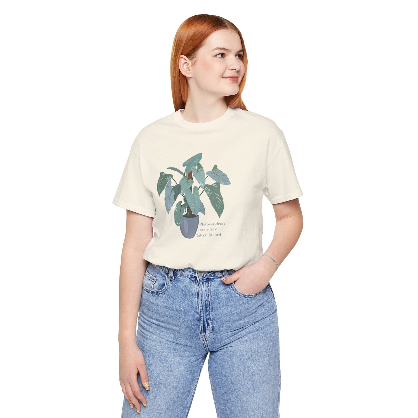 Philodendron Hastatum "Silver Sword' Plant Lover T-Shirt - White, Natural, Black