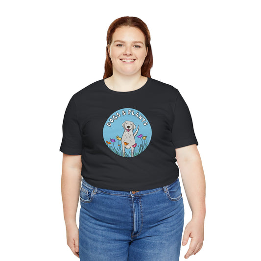 Dogs & Plants T-Shirt for White Labrador & Plant Lovers - Vintage Black