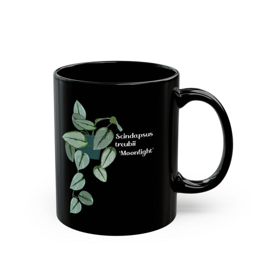 Scindapsus Treubii "Moonlight" Plant Lover Mug - Black