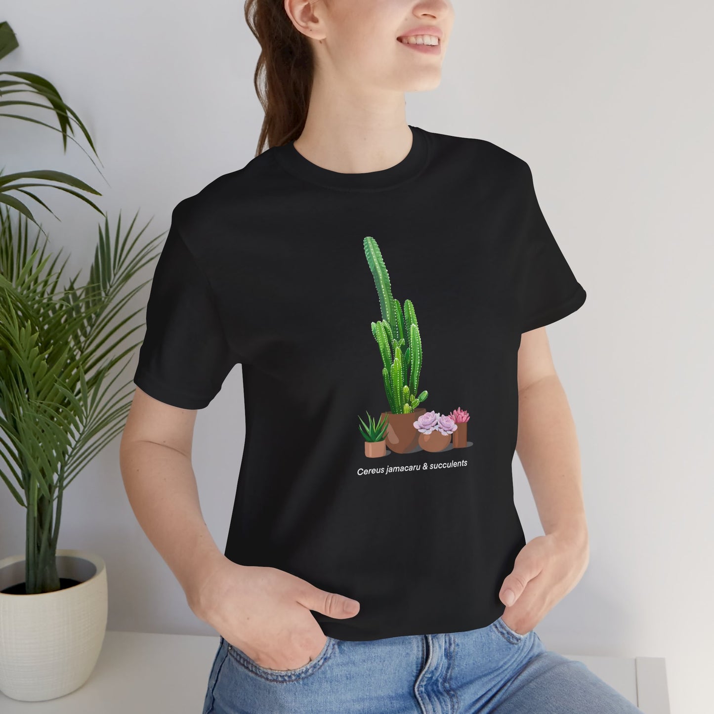 Cactus Jamacaru and Succulents Lover T-Shirt - Black