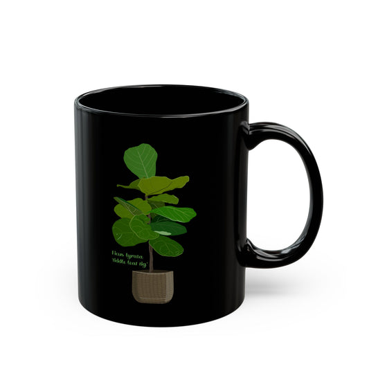 Ficus Lyrata "Fiddle Leaf Fig" Plant Lover Mug - Black