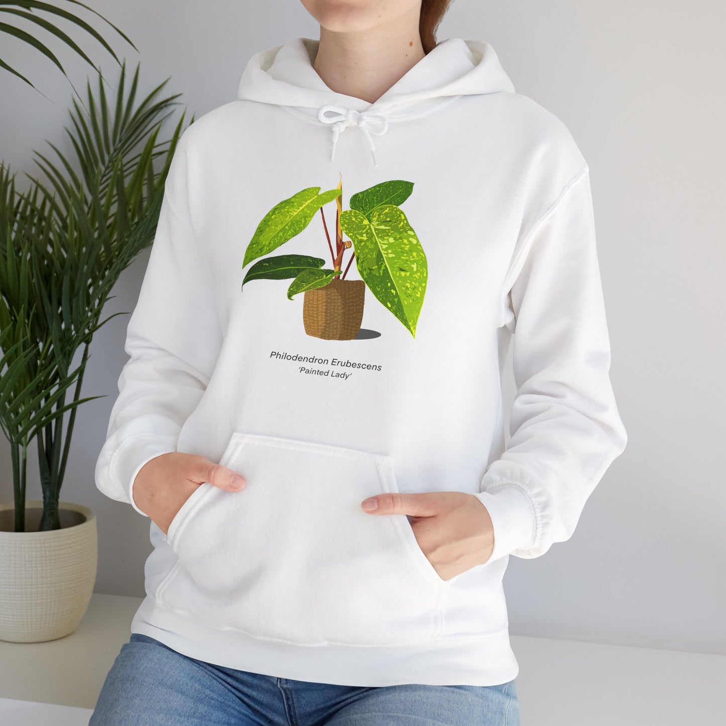 Philodendron Painted Lady Plant Hoodie - White