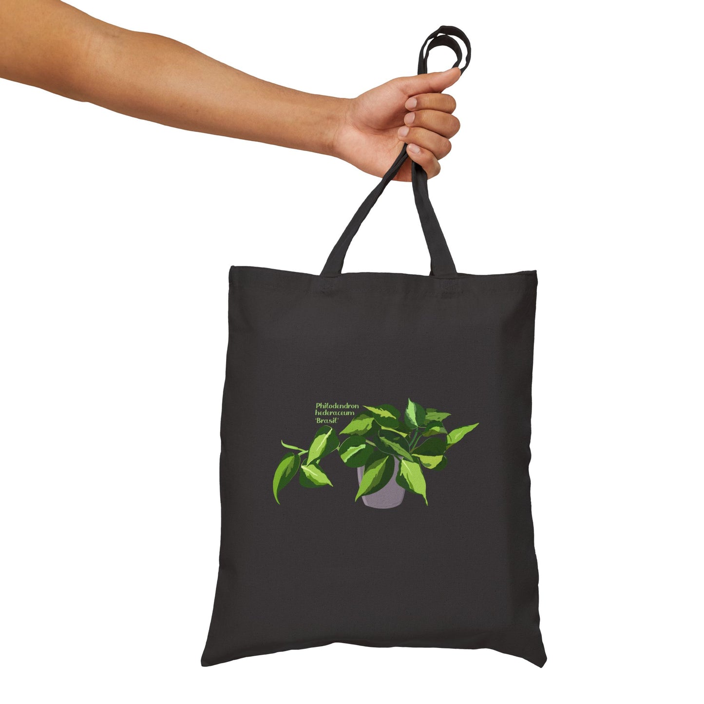 Philodendron Brasil Canvas Tote Bag - Black