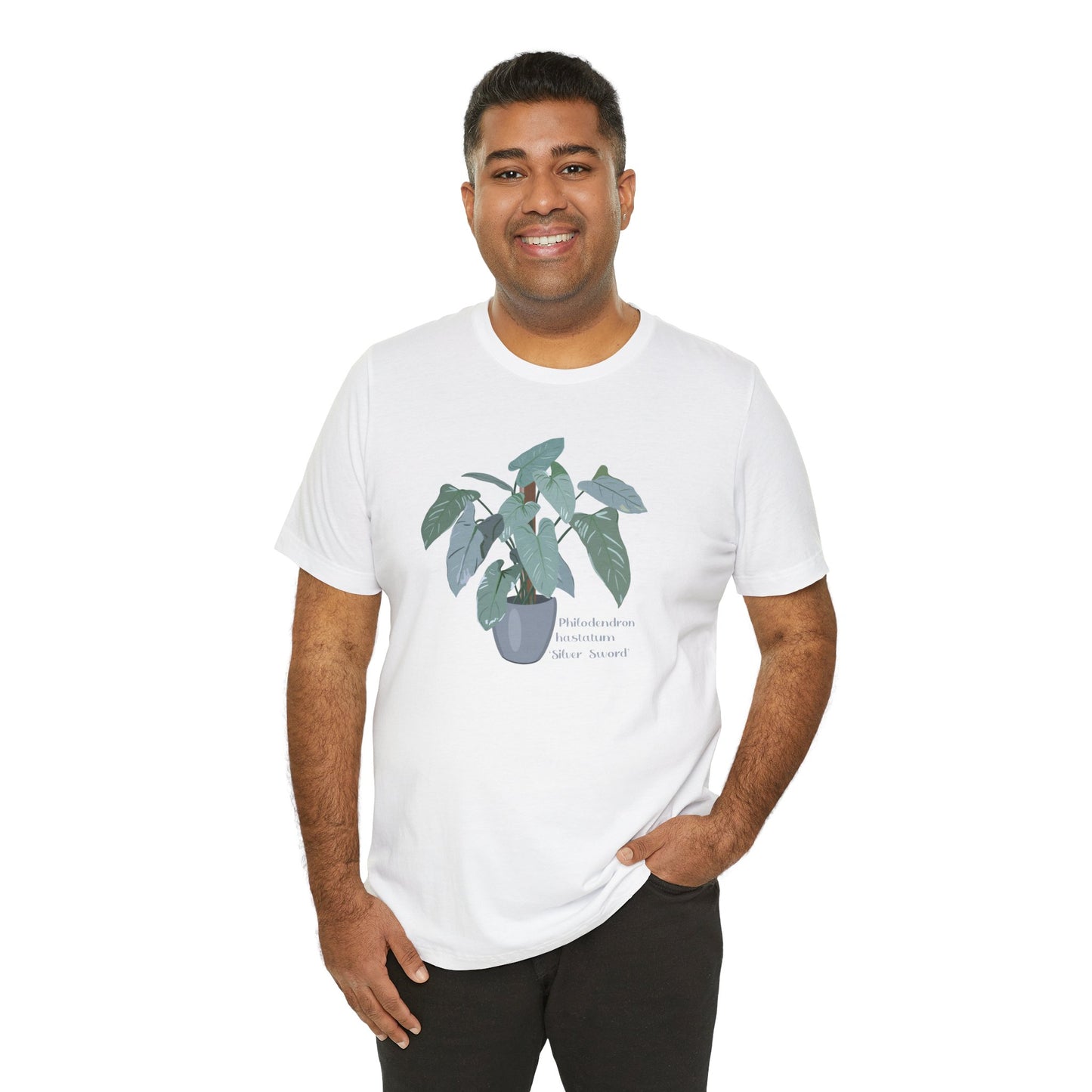 Philodendron Hastatum "Silver Sword' Plant Lover T-Shirt - White, Natural, Black
