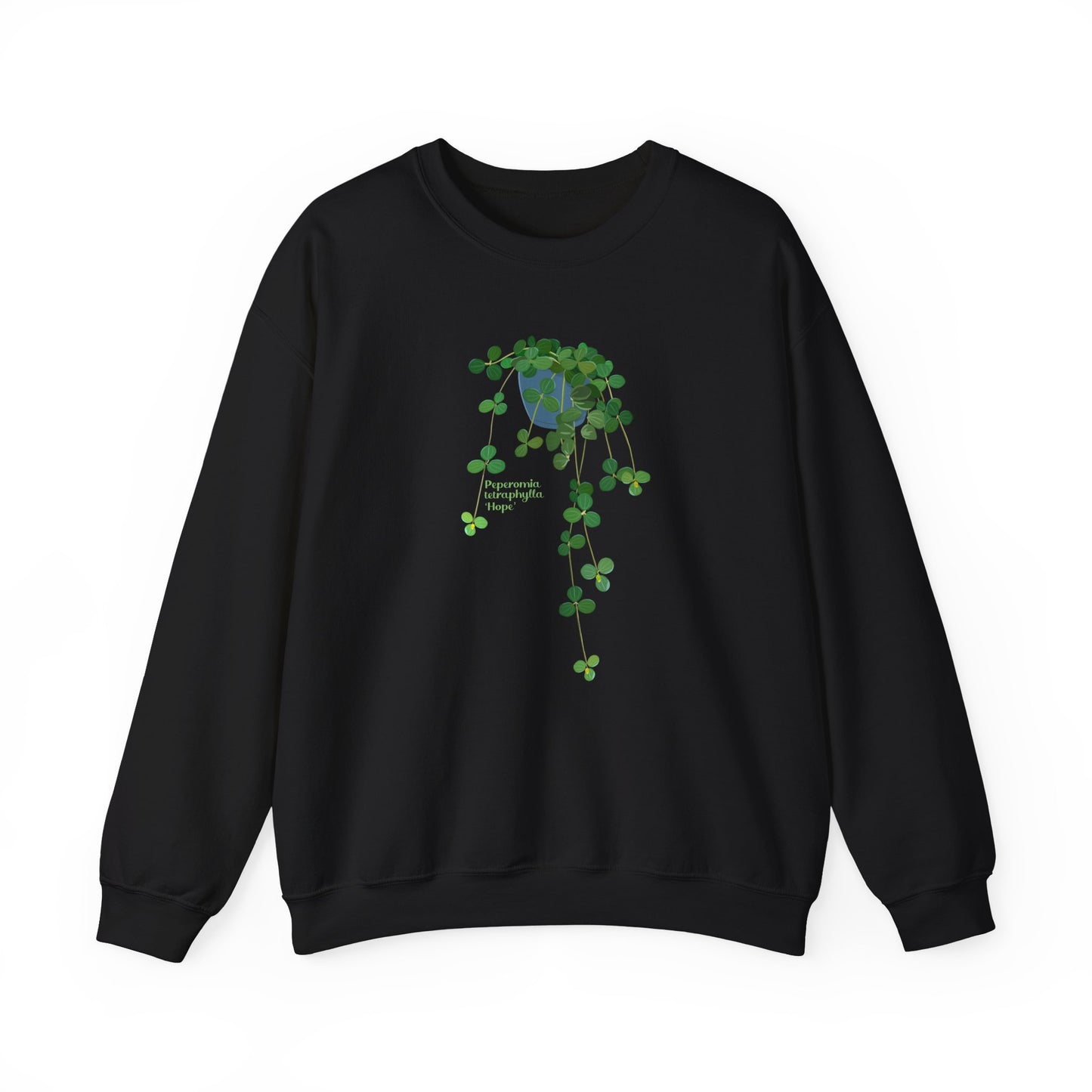 Peperomia Tetraphylla 'Hope' Plant Lover Crewneck Sweatshirt - Black