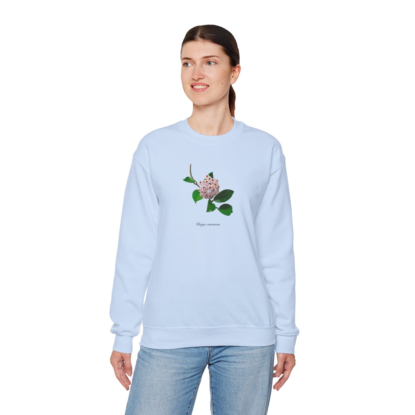 Hoya Carnosa in Bloom Plant Lover Crewneck Sweatshirt - Light Blue