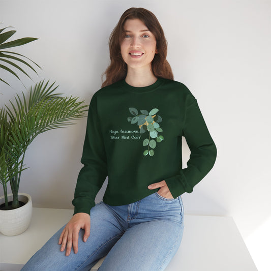 Hoya Lacuosa 'Silver Mint Coin' Plant Lover Crewneck Sweatshirt - Forest Green