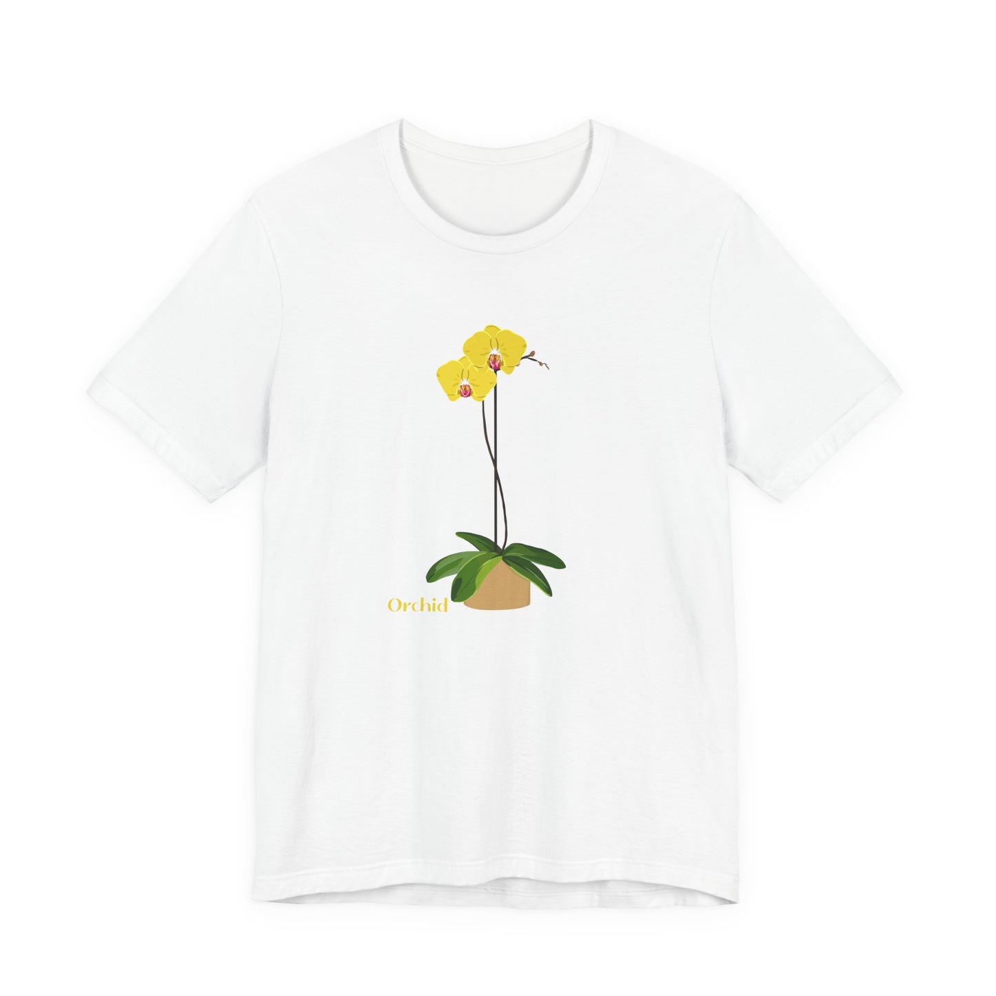Yellow Orchid T-Shirt for Plant and Flower Lovers - White, Natural, Black, Sage