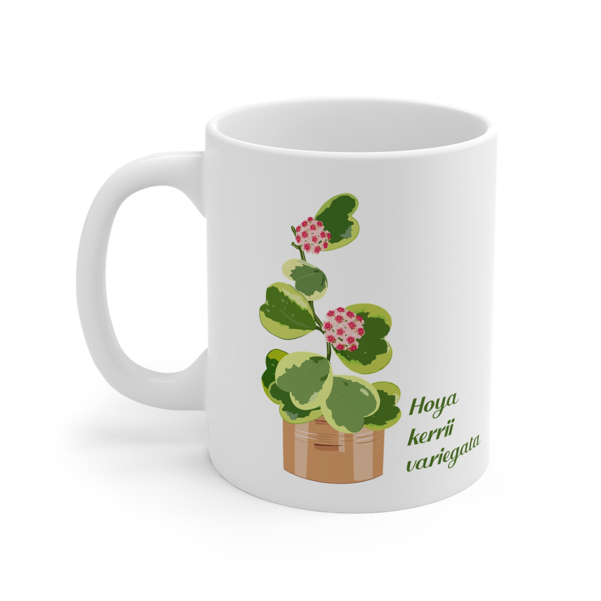 Blooming Hoya Kerrii Variegata Plant Lover Mug - White
