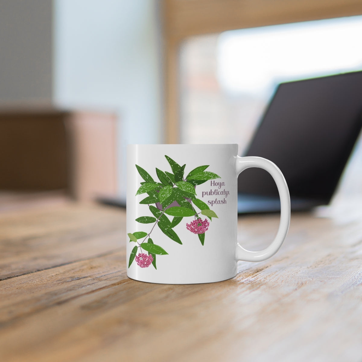 Blooming Hoya Publicalyx Splash Plant Lover Mug - White