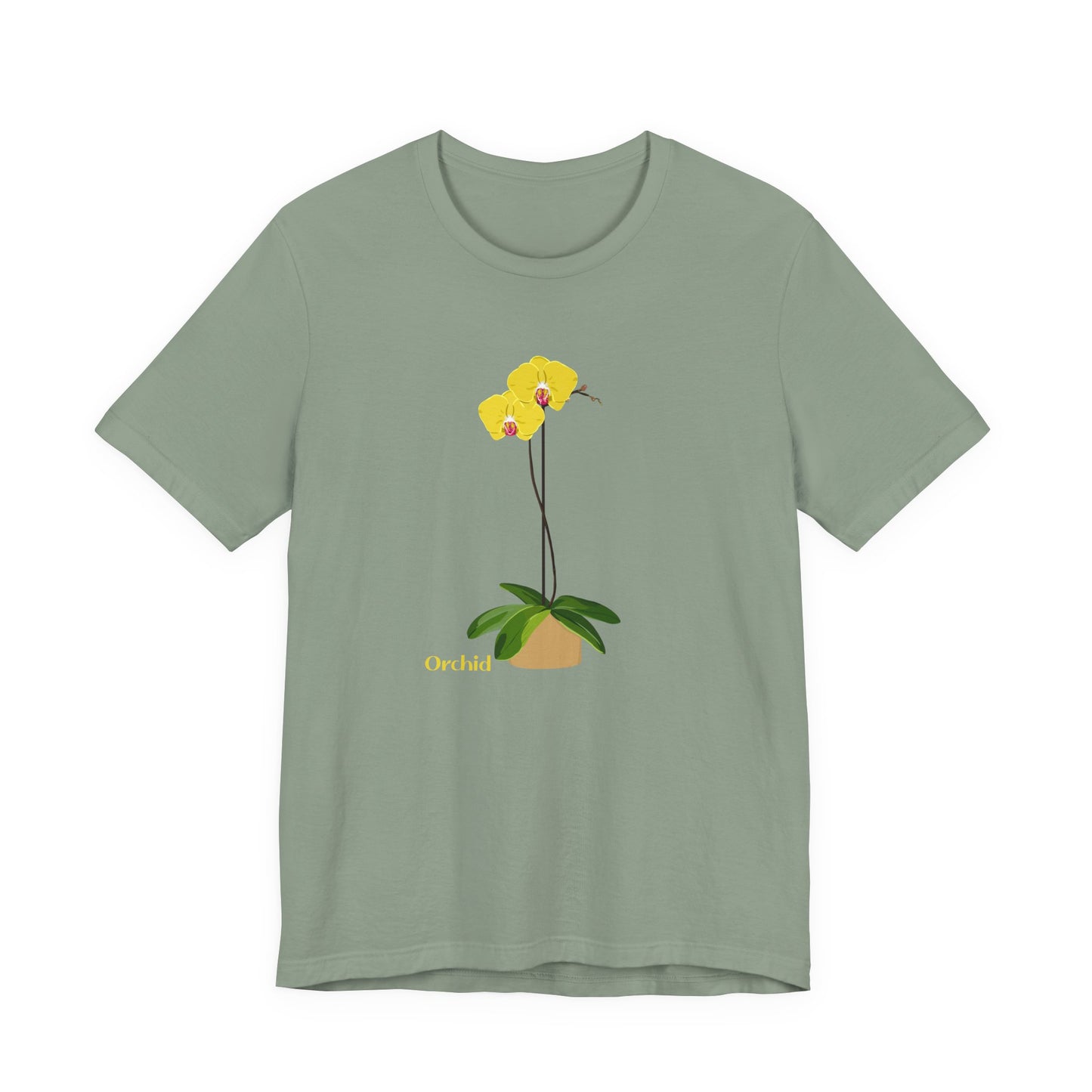 Yellow Orchid T-Shirt for Plant and Flower Lovers - White, Natural, Black, Sage