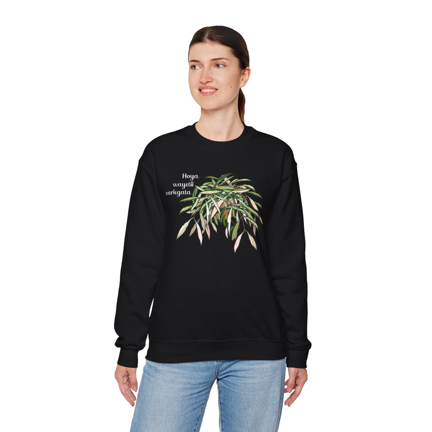 Hoya Wayetii Variegata Plant Lover Crewneck Sweatshirt - Black