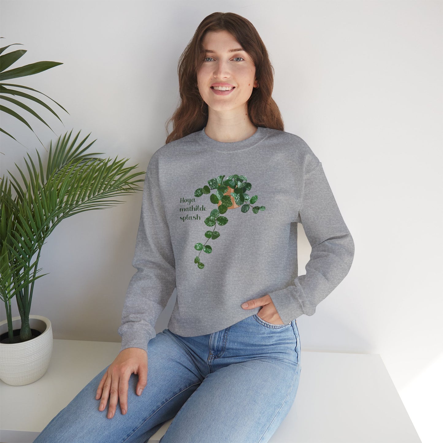 Hoya Mathilde Splash Plant Lover Crewneck Sweatshirt - Grey