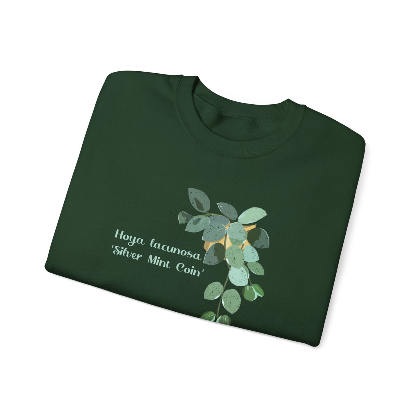 Hoya Lacuosa 'Silver Mint Coin' Plant Lover Crewneck Sweatshirt - Forest Green