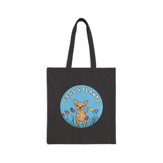 Dogs & Plants Chihuahua & Plant Lover Canvas Tote Bag  - Black
