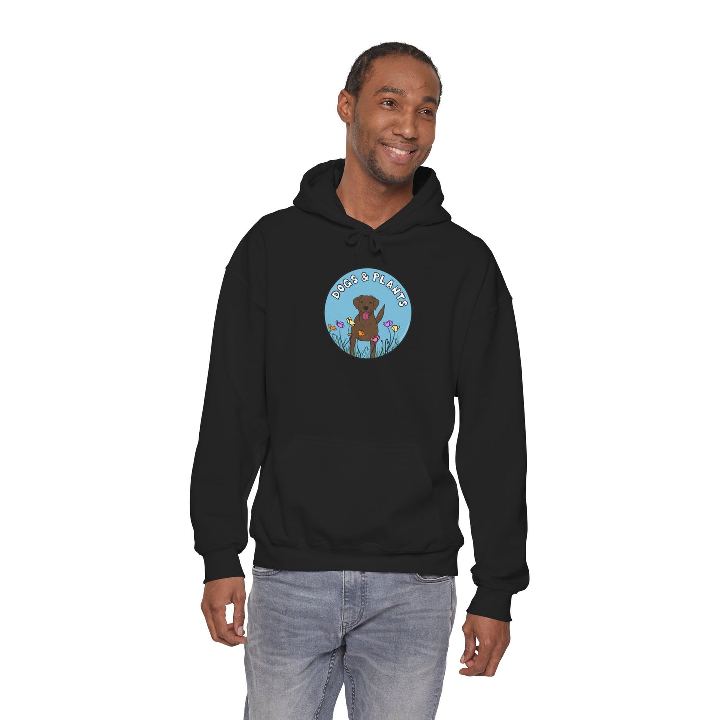 Dogs & Plants Hoodie for Brown Lab & Plant Lovers