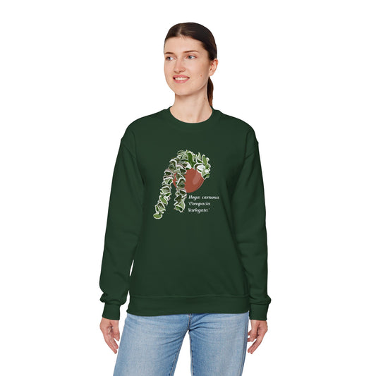 Hoya Carnosa 'Compacta Variegata' Plant Lover Crew Neck Sweatshirt - Forest Green