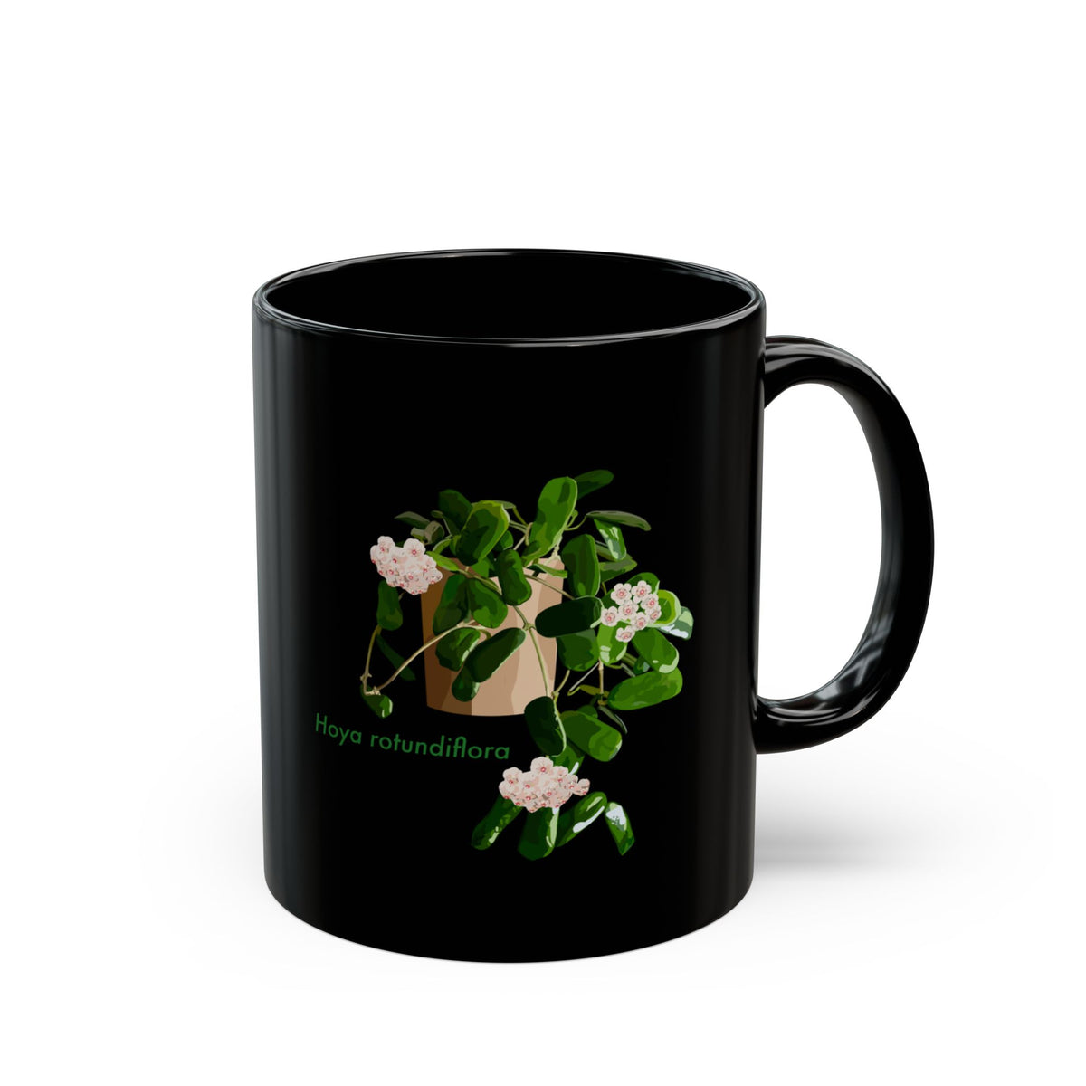 Blooming Hoya Rotundiflora Plant Lover Mug - Black