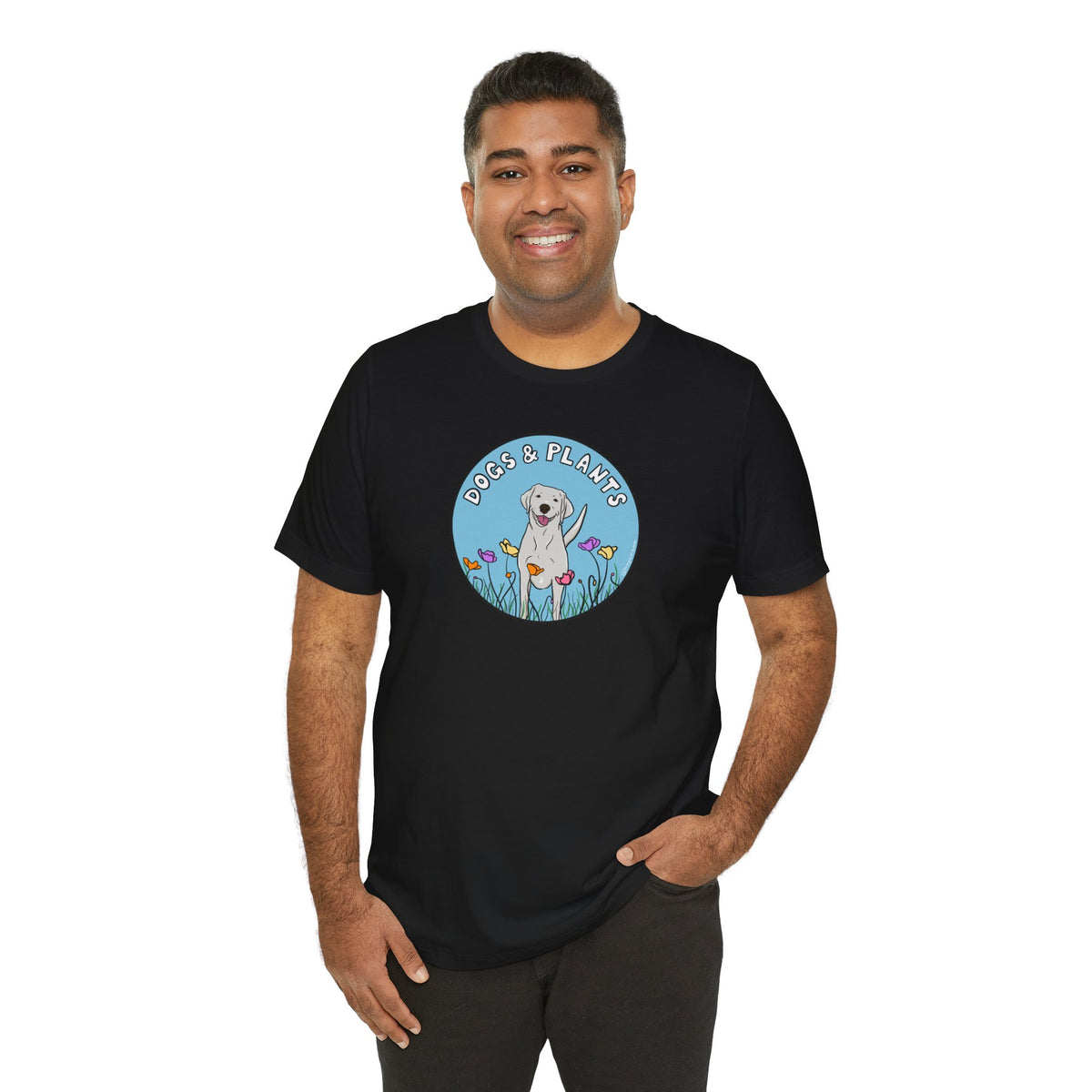 Dogs & Plants T-Shirt for White Labrador & Plant Lovers - White, Natural, Teal, Black