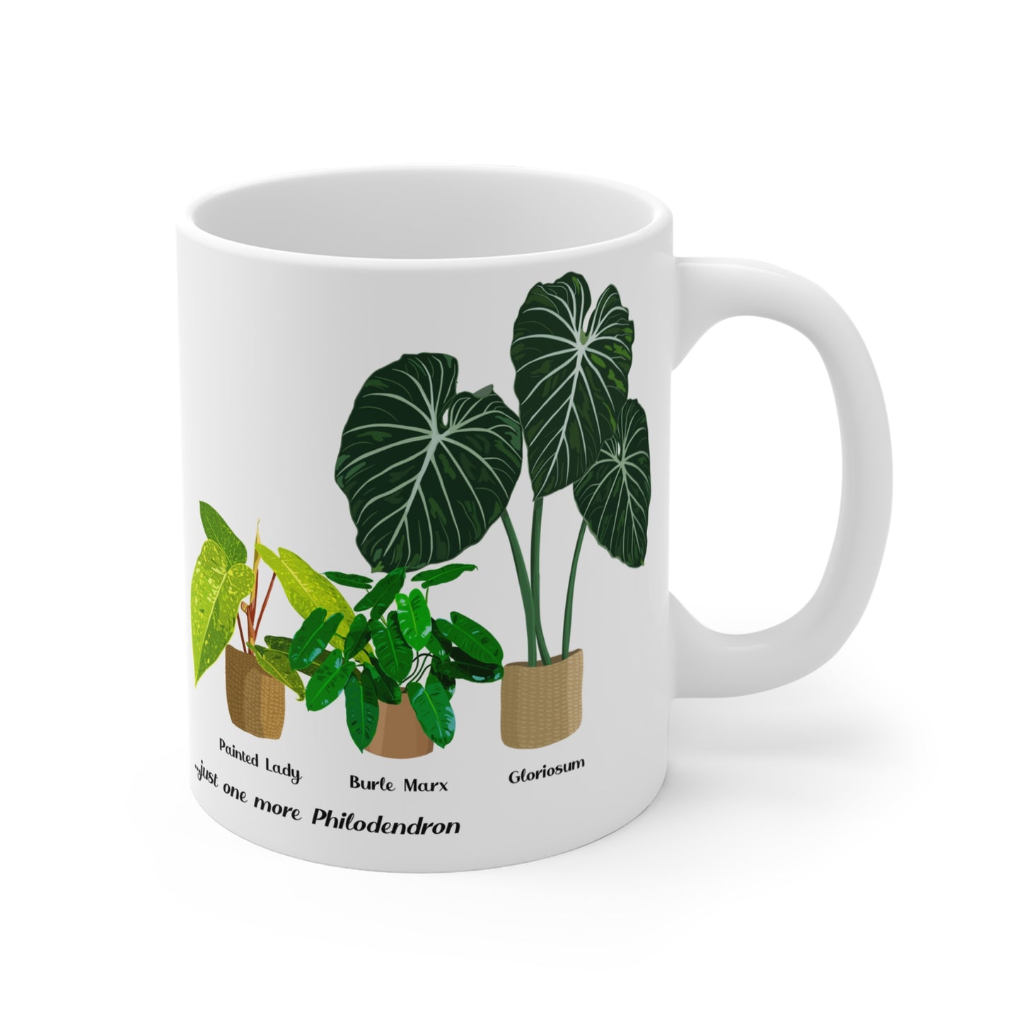 Philodendron Painted Lady, Burle Marx and Gloriosum Trio Plant Lover Mug - White