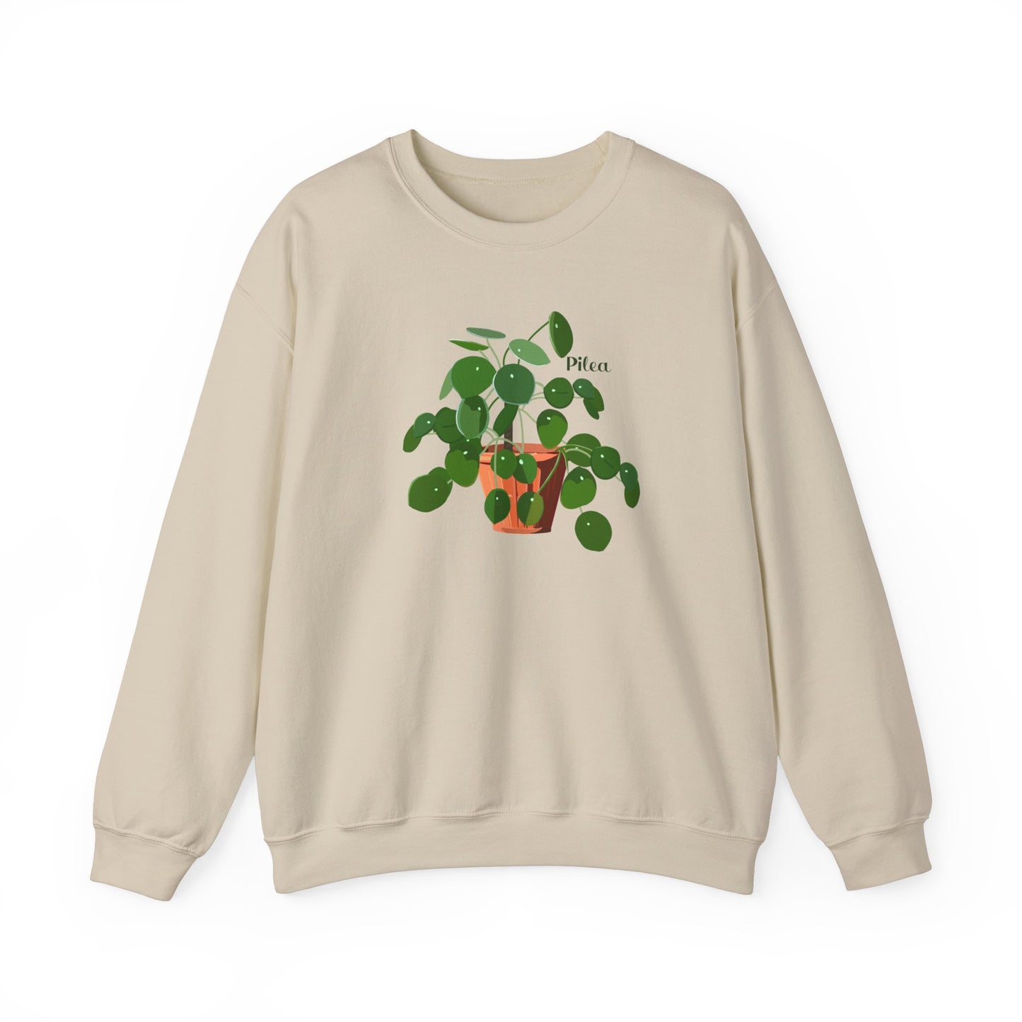 Pilea Peperomioides 'Chinese Money Plant' Plant Lover Crewneck Sweatshirt - Beige