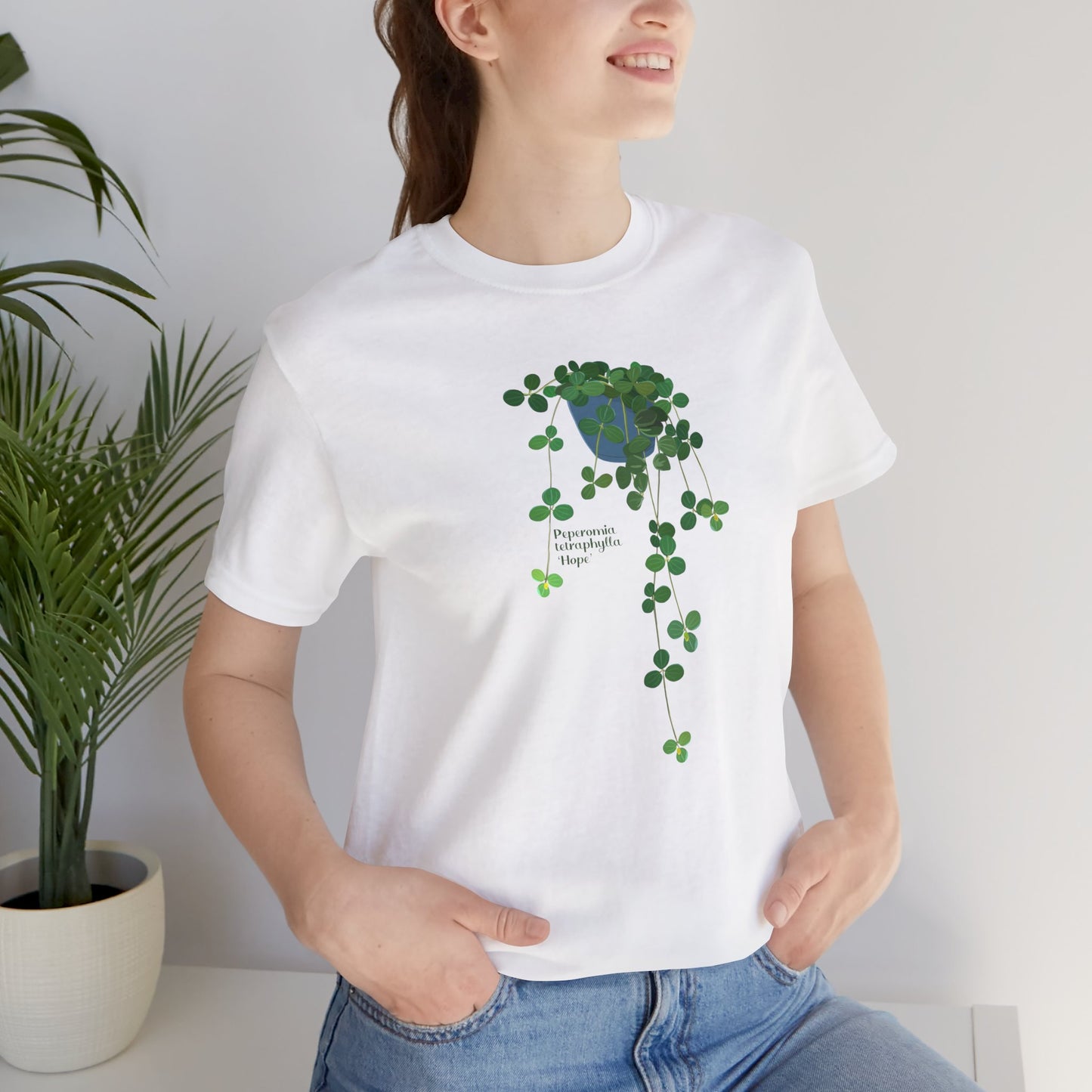 Peperomia Tetraphylla "Hope" Plant Lover T-shirt - White