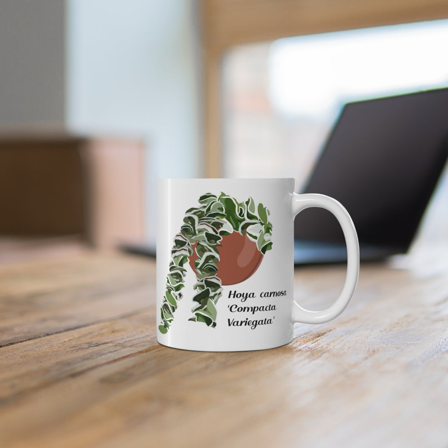 Hoya Carnosa Compacta Variegata coffee/tea mug. Original design of Hoya Hindu Rope mug. Great gift for plant lovers and Hoya lovers!