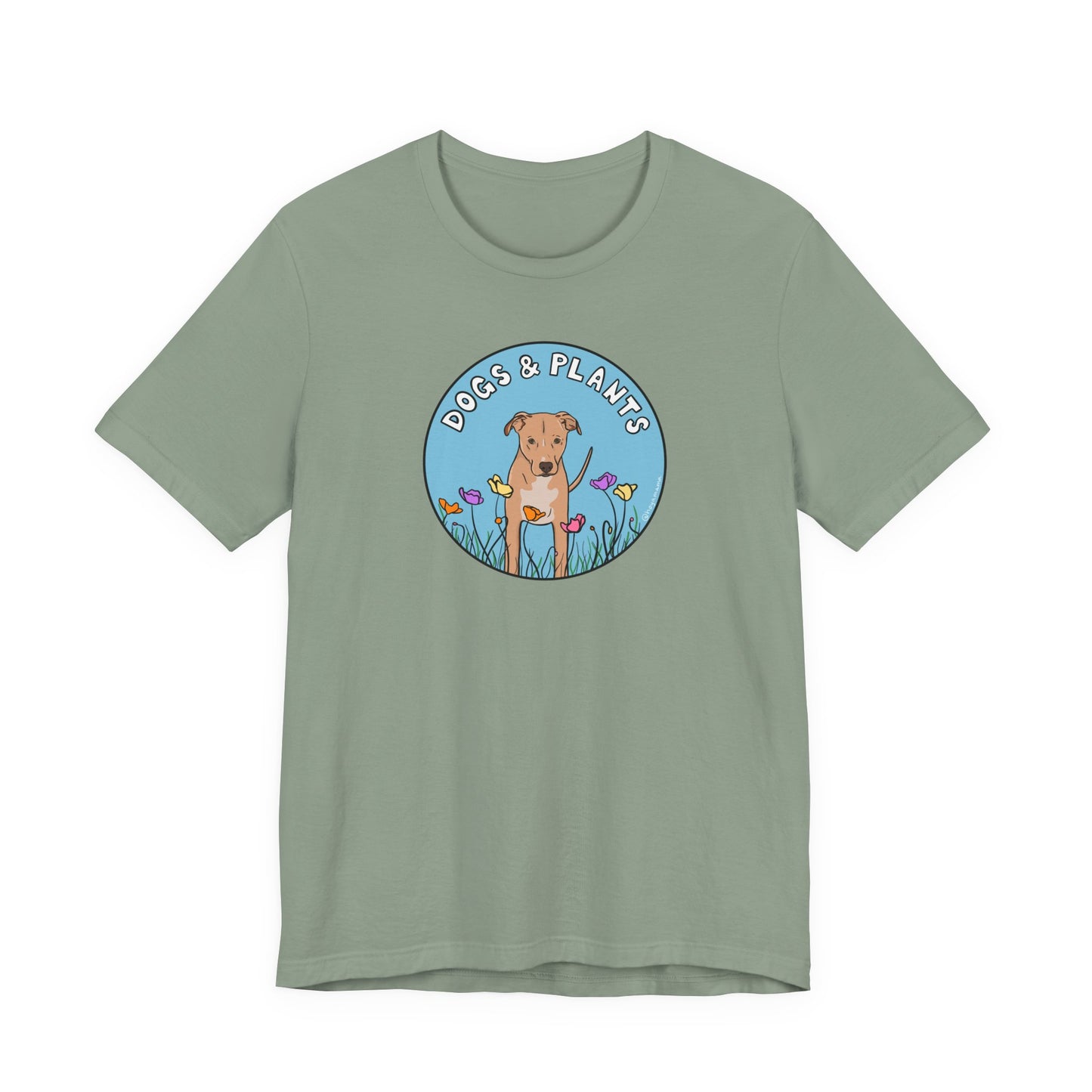 Dogs & Plants T-Shirt for Rescue Dog & Plant Lovers - White, Natural, Black, Sage