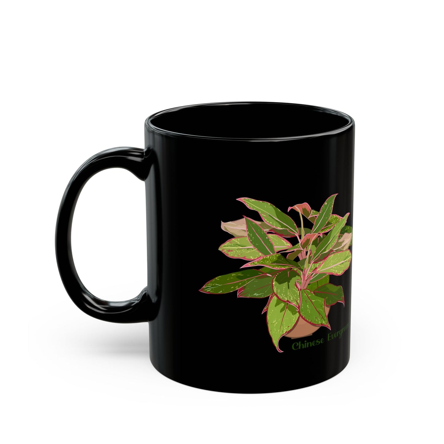 Chinese Evergreen Plant Lover Mug - Black