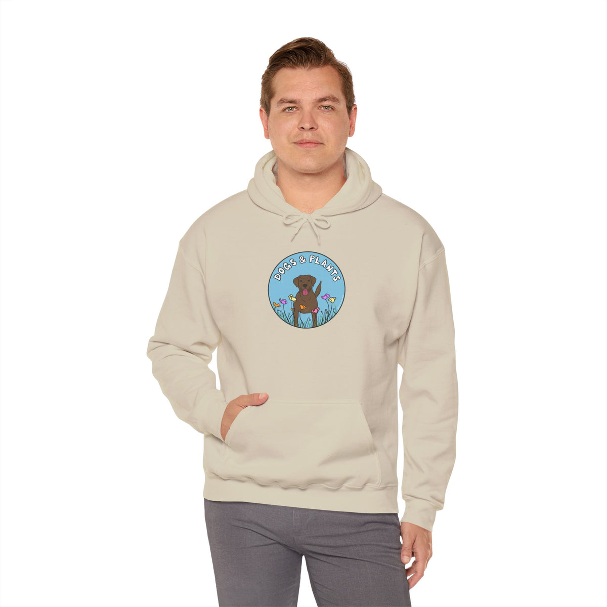 Dogs & Plants Hoodie for Brown Lab & Plant Lovers