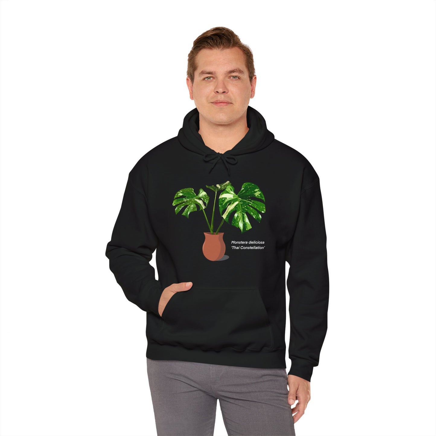 Monstera Deliciosa 'Thai Constellation' Plant Hoodie - Black