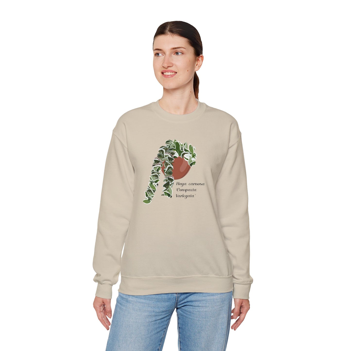 Hoya Carnosa 'Compacta Variegata' Plant Lover Crewneck Sweatshirt - Beige