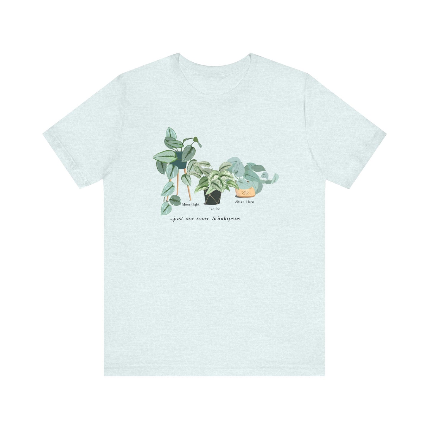 Scindapsus Trio Plant Lover T-Shirt - Heather Ice Blue