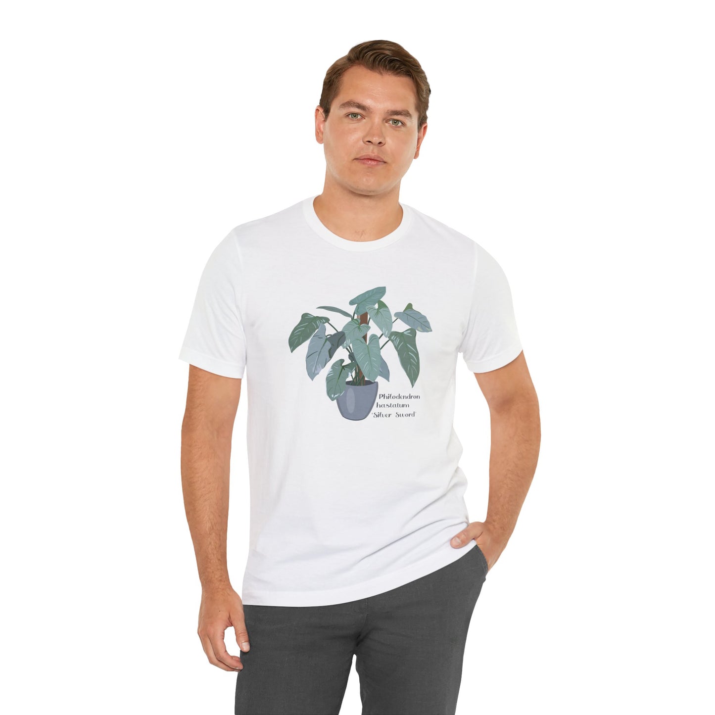 Philodendron Hastatum 'Silver Sword' Plant Lover T-Shirt - White, Natural, Black