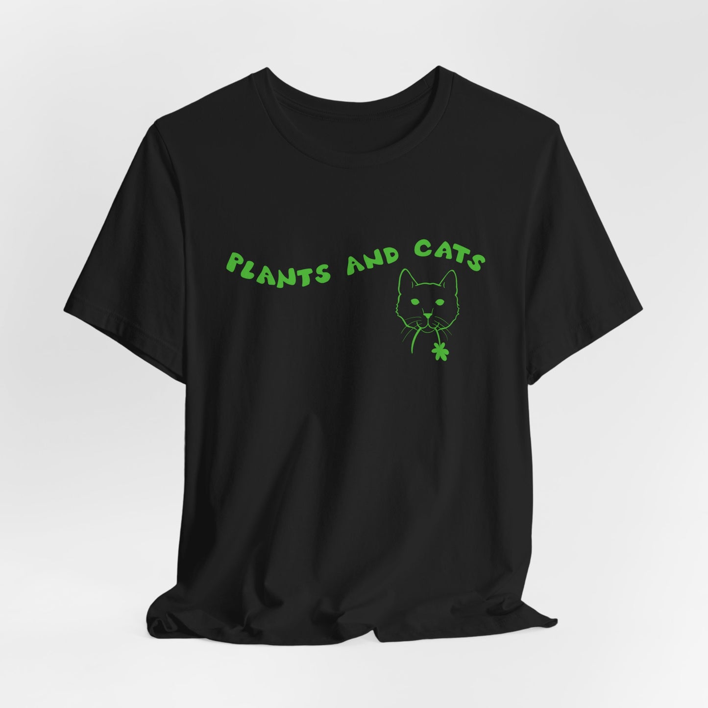 Plants and Cats Lover T-Shirt - White, Natural, Black, Pink