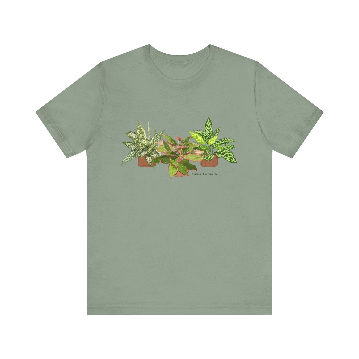 Chinese Evergreen Trio T-Shirt for Plant Lovers - White, Black, Mauve, Tan or Sage