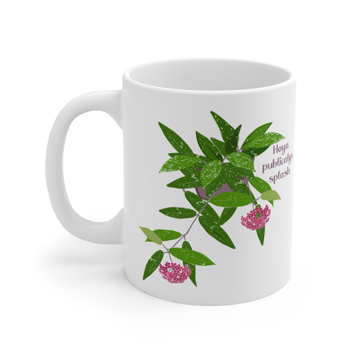 Blooming Hoya Publicalyx Splash Plant Lover Mug - White