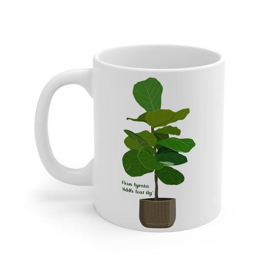 Ficus Lyrata "Fiddle Leaf Fig" Plant Lover Mug - White