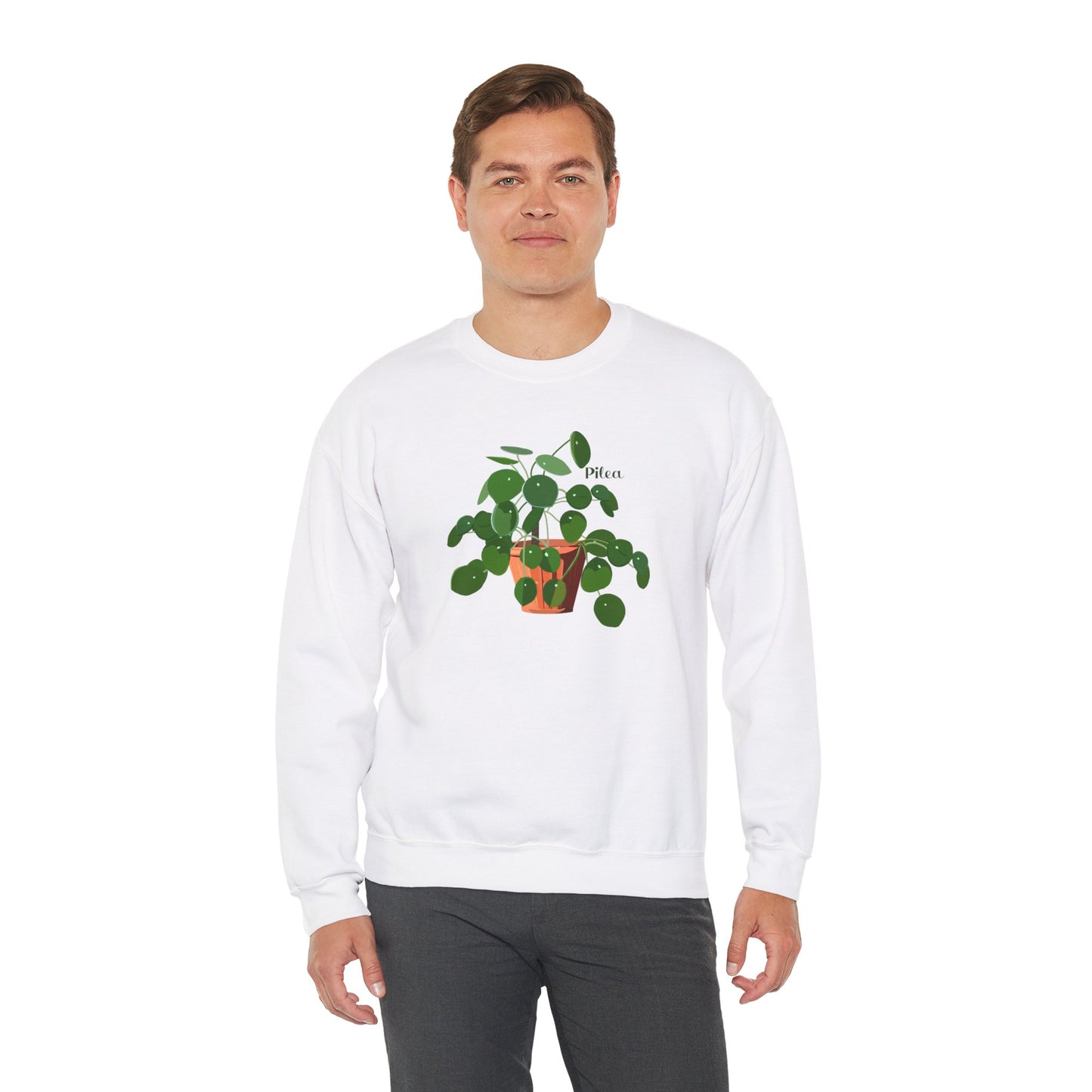 Pilea Peperomioides 'Chinese Money Plant' Plant Lover Crewneck Sweatshirt - White