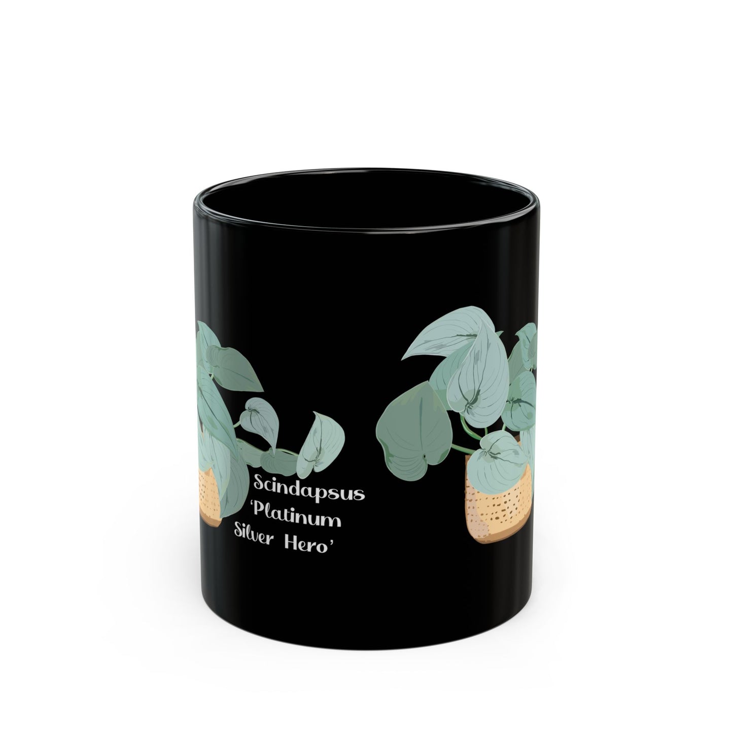 Scindapsus "Platinum Silver Hero" Plant Lover Mug - Black