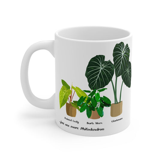 Philodendron Painted Lady, Burle Marx and Gloriosum Trio Plant Lover Mug - White