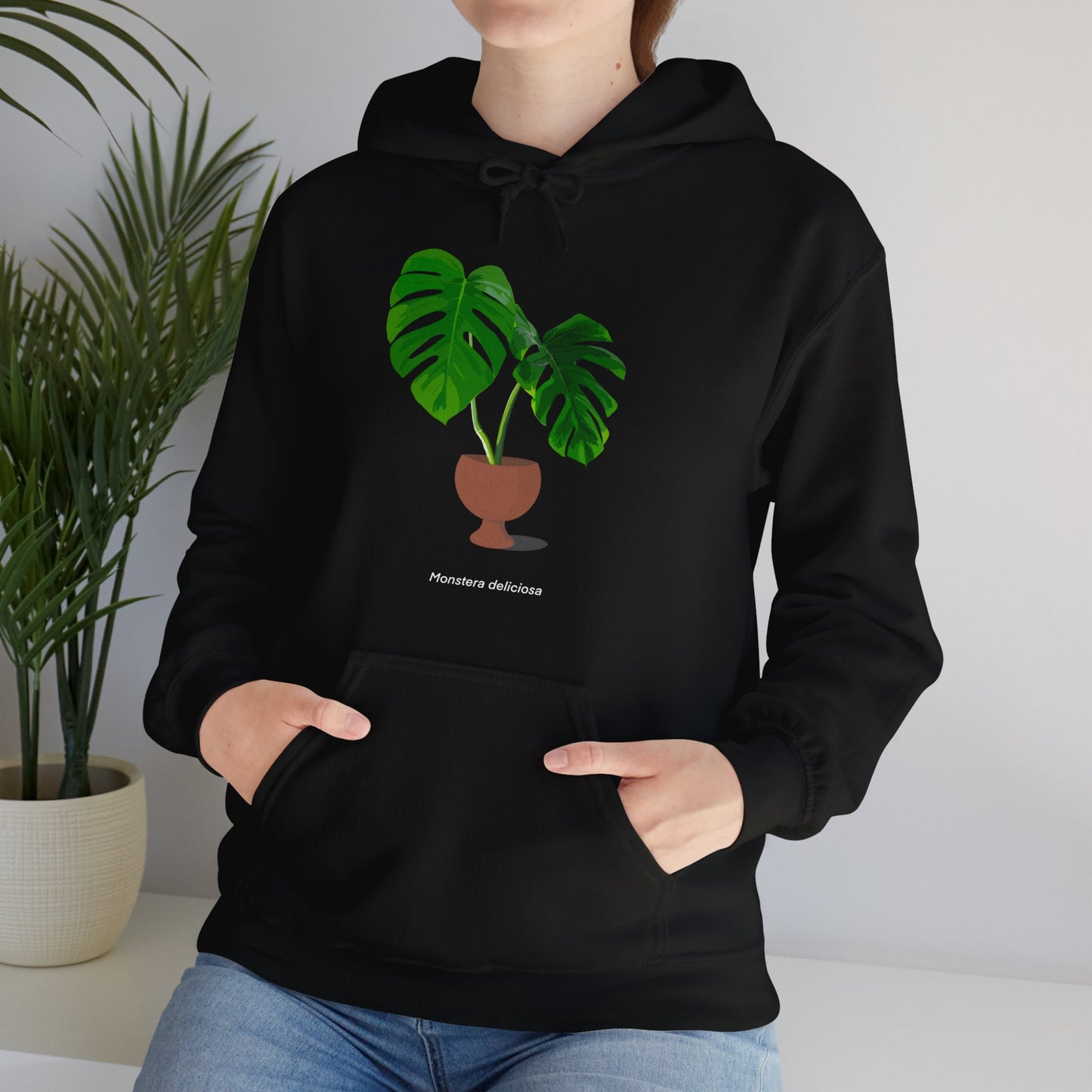 Monstera Deliciosa Plant Hoodie - Black