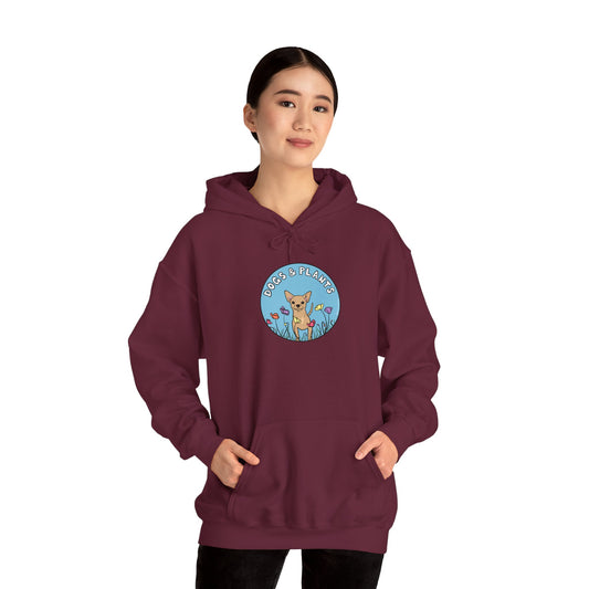Dogs & Plants Hoodie for Chihuahua & Plant Lovers - Maroon
