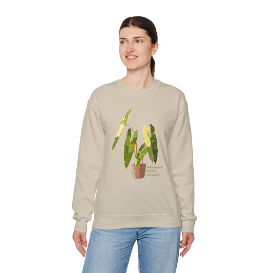 Philodendron Billietiae Variegated Plant Lover Crewneck Sweatshirt - Beige